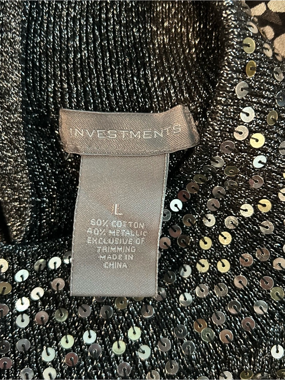 Investments Metallic Sequin Mock Neck Tank in Black - Picture 8 of 8